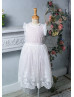 Chic Ivory Floral Lace Tulle Flower Girl Dress